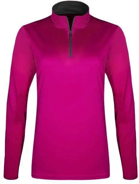 Badger Sport 4103 B-core Ladies 1/4 Zip - Hot Pink Graphite