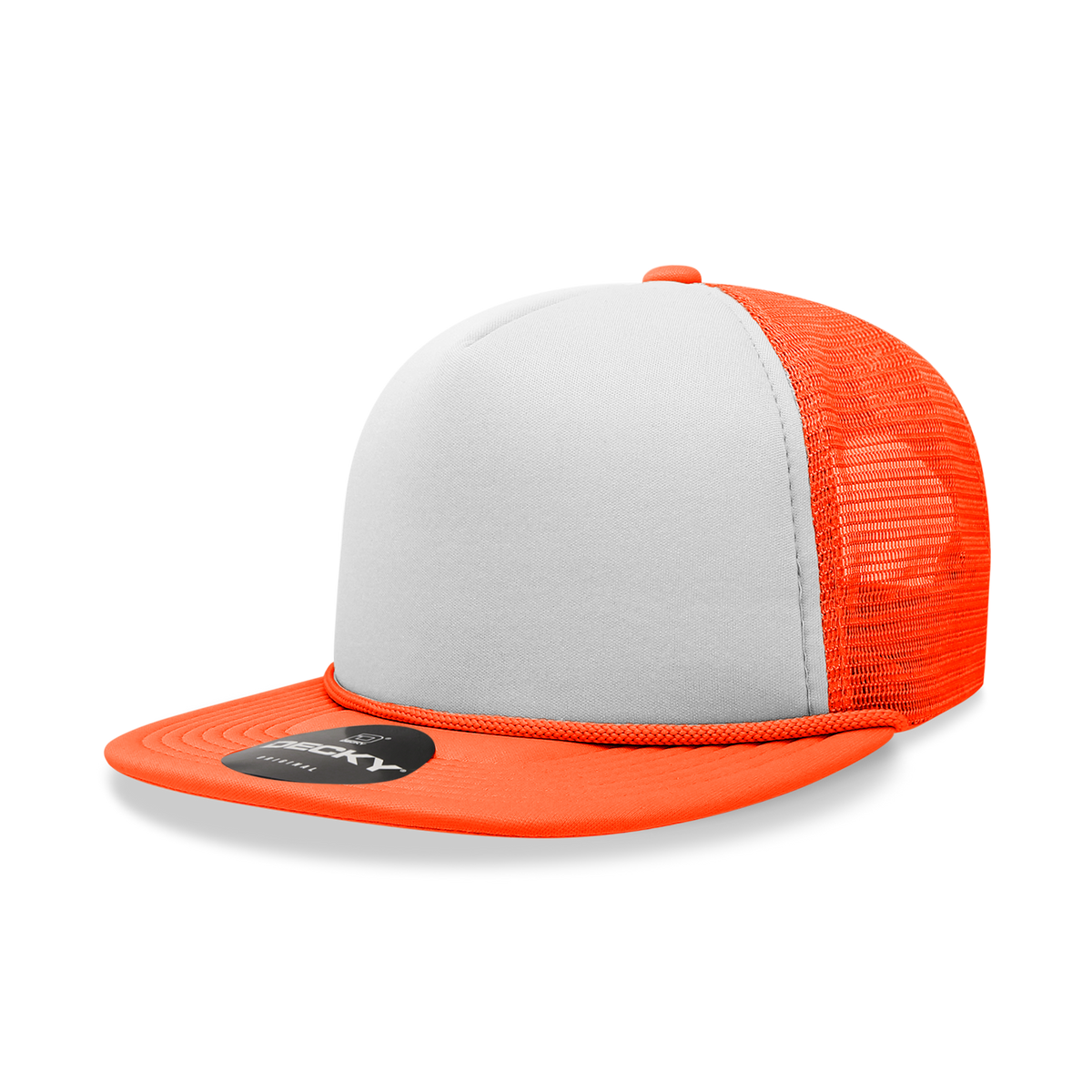 Decky 224 5 Panel High Profile Structured Two Tone Foam Trucker - Orange