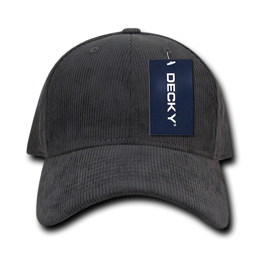 Decky 231 6 Panel Low Profile Structured Corduroy Cap - Charcoal