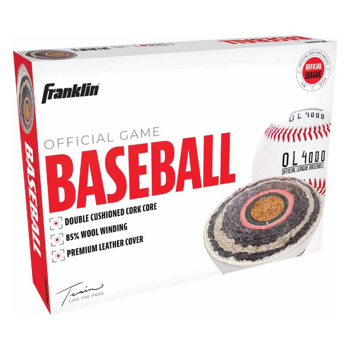 ﻿Franklin OL4000 Official Game Baseballs 1 ball - White - HIT a Double - 1