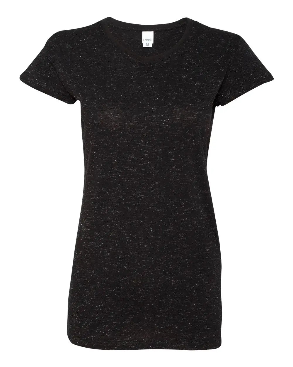 J. America 8138 Women’s Glitter T-shirt - Black Silver - Black/ / Ladies Xs