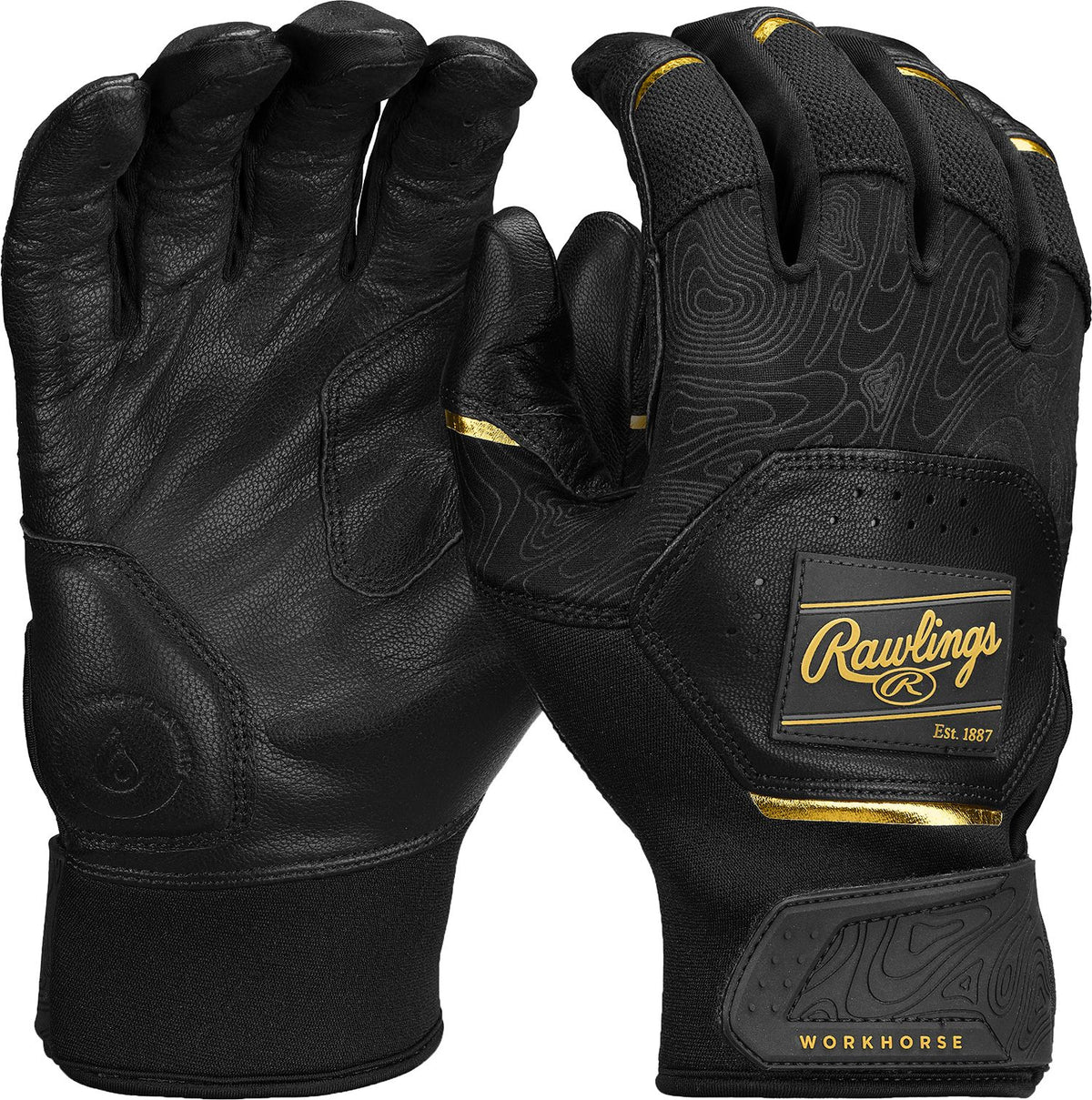 Rawlings Workhorse Youth Batting Gloves WH25YBG - Black Gold