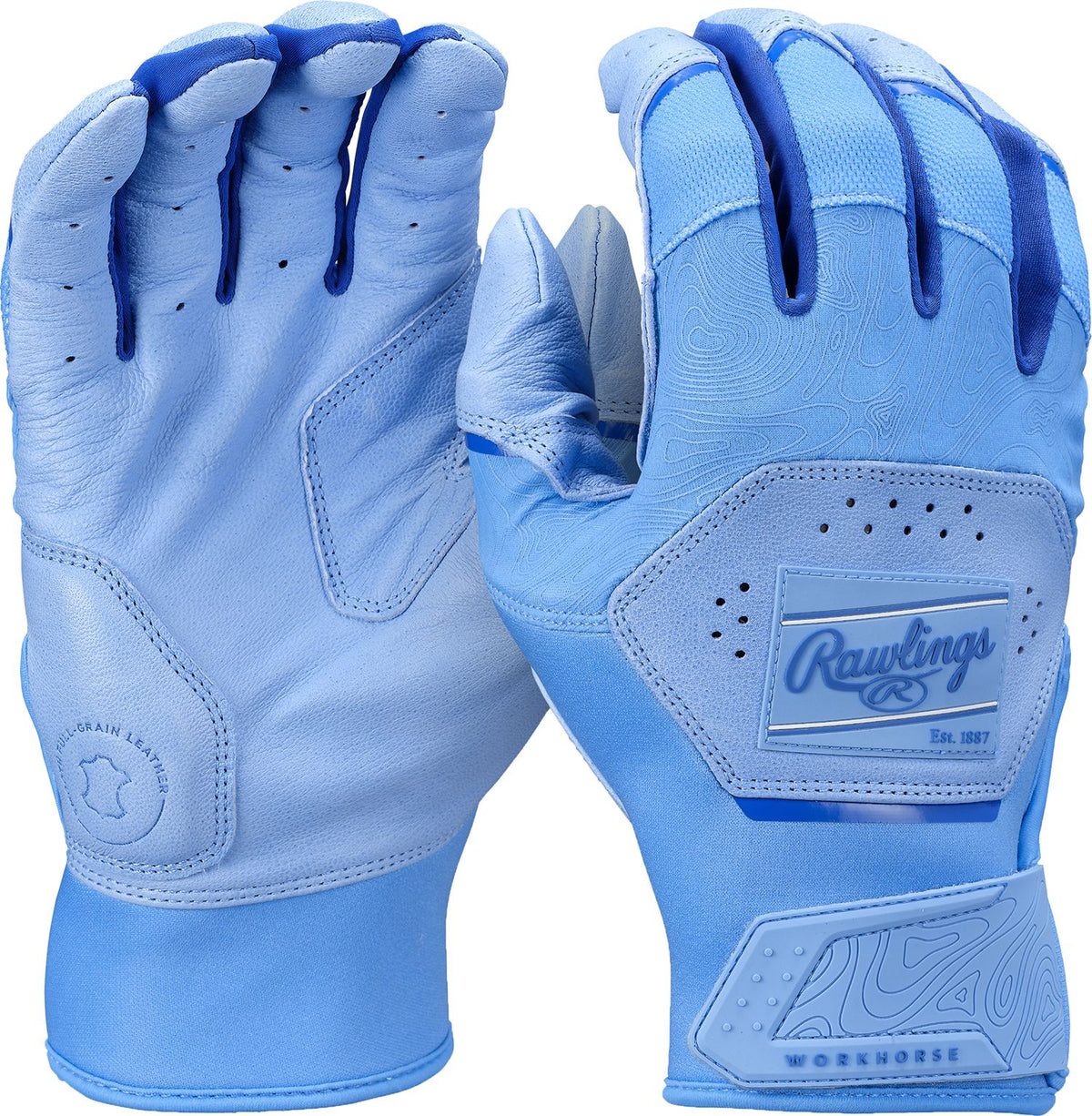 Rawlings Workhorse Youth Batting Gloves WH25YBG - Columbia Blue Royal