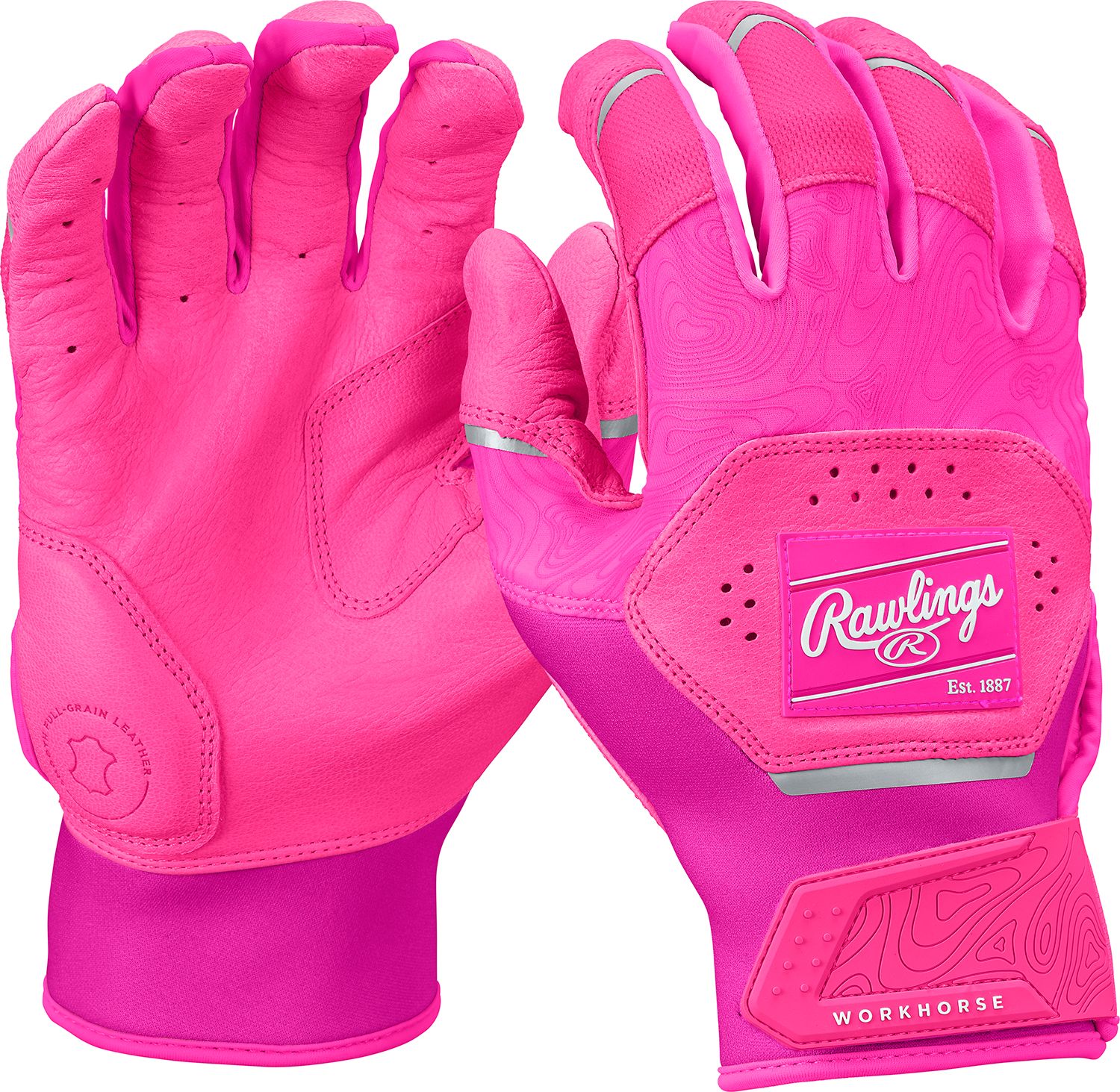 Rawlings Adult Workhorse Baseball Batting Gloves - Pink
