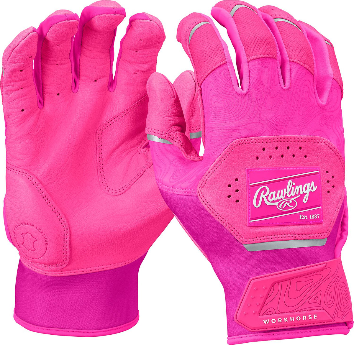 Rawlings Workhorse Youth Baseball Batting Gloves - Pink