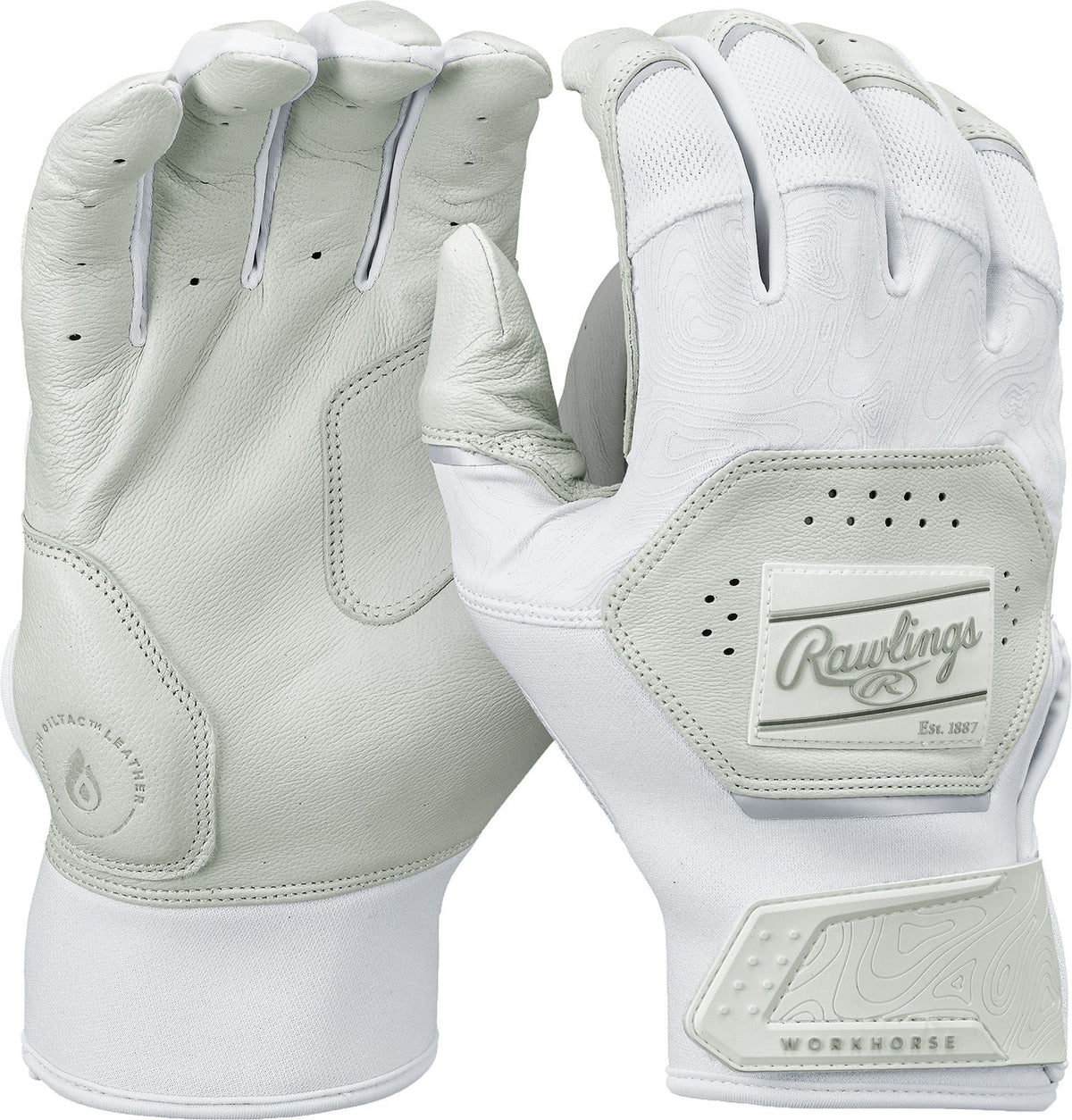 Rawlings Adult Workhorse Baseball Batting Gloves - White