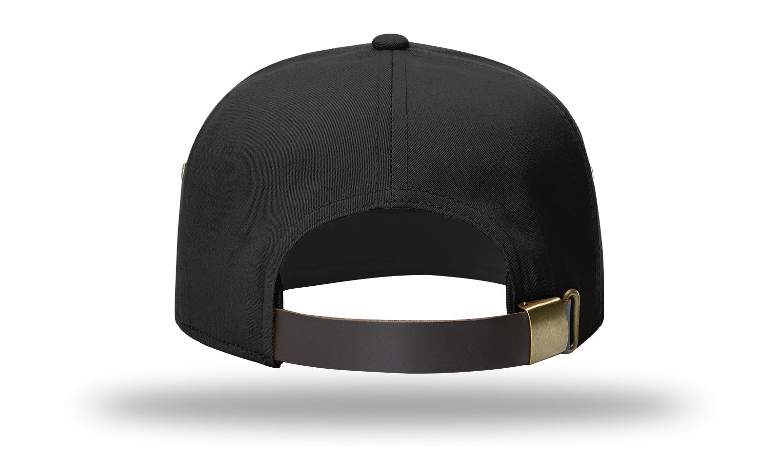 Black 7 Panel Twill Strapback