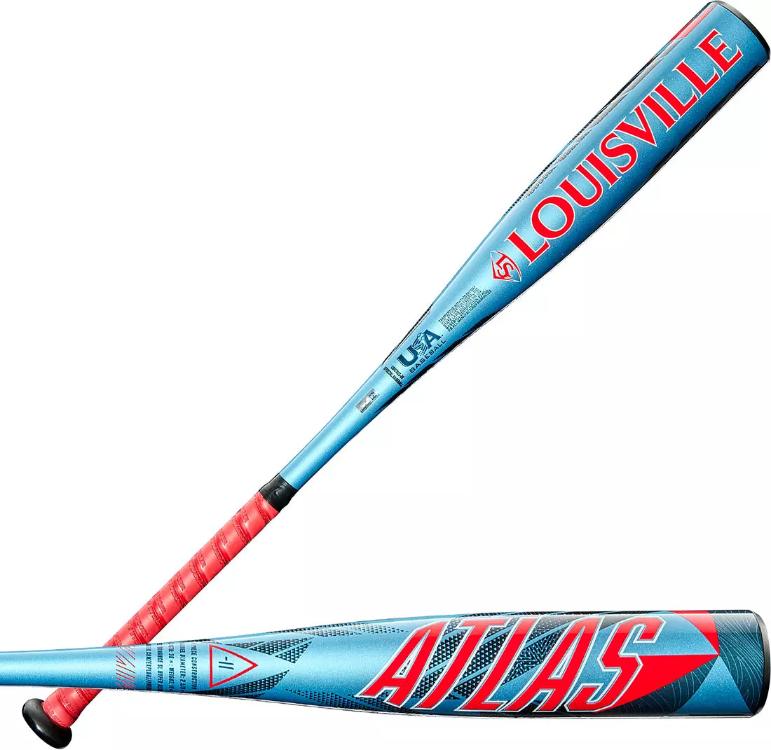 Louisville Slugger 2026 Atlas (-11) 2 5/8" USA Approved Bat WBL4129010 - Sky Blue Red Black - HIT a Double - 1