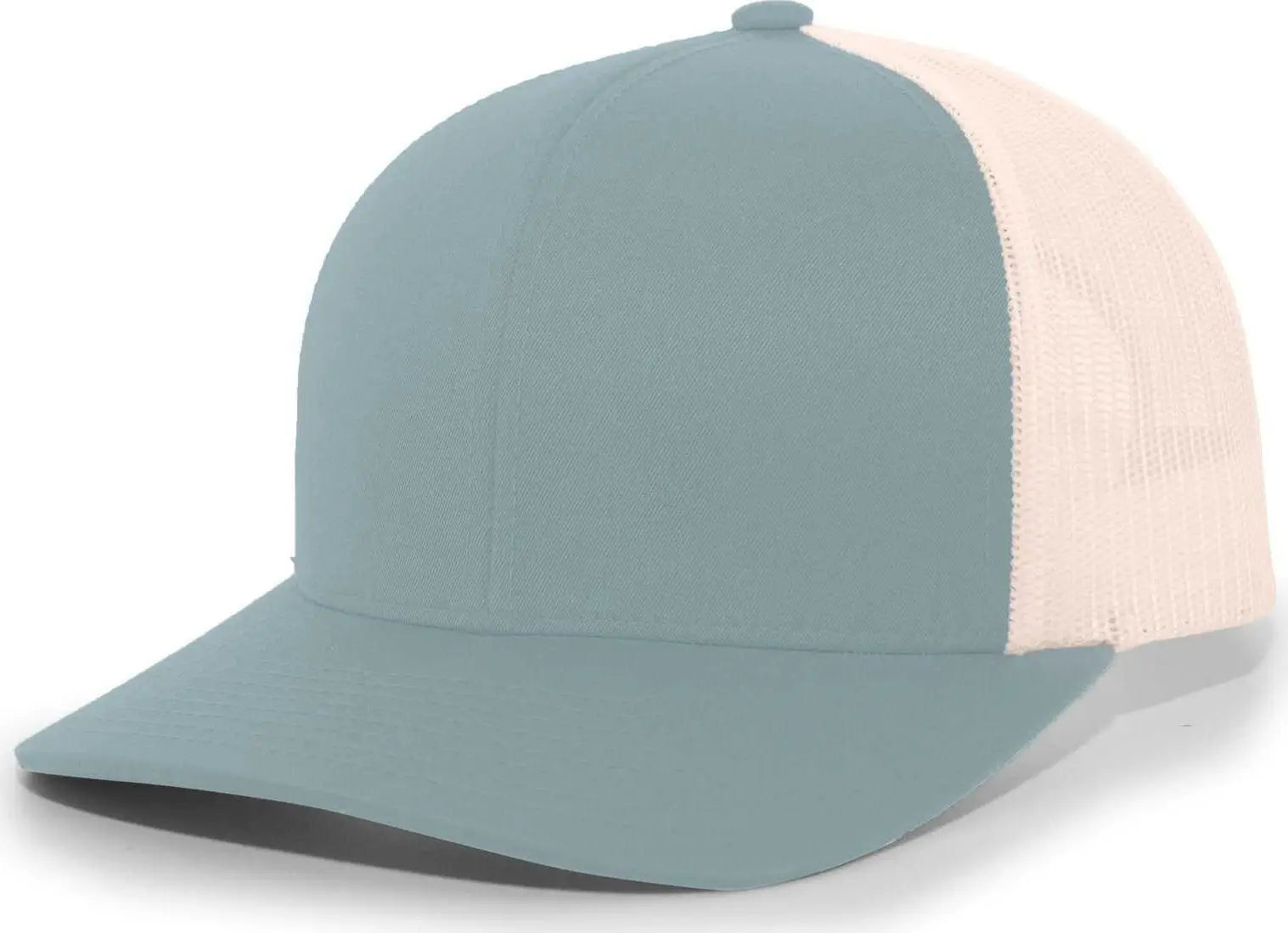 Pacific Headwear 104c Trucker Snapback Cap - Smoke Blue Beige - Columbia Ivory / 7’’ - 7 7/8’’
