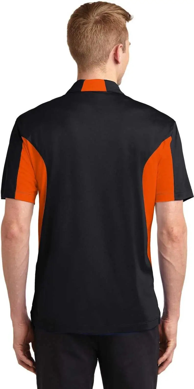 Sport-tek Tst655 Tall Side Blocked Micropique Sport-wick Polo - Black Deep Orange