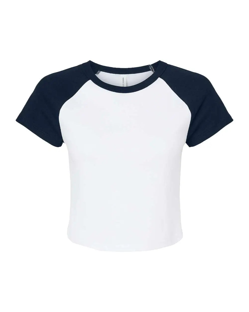 Bella + Canvas 1201 Women’s Micro Rib Raglan Baby Tee - White Navy - Xs
