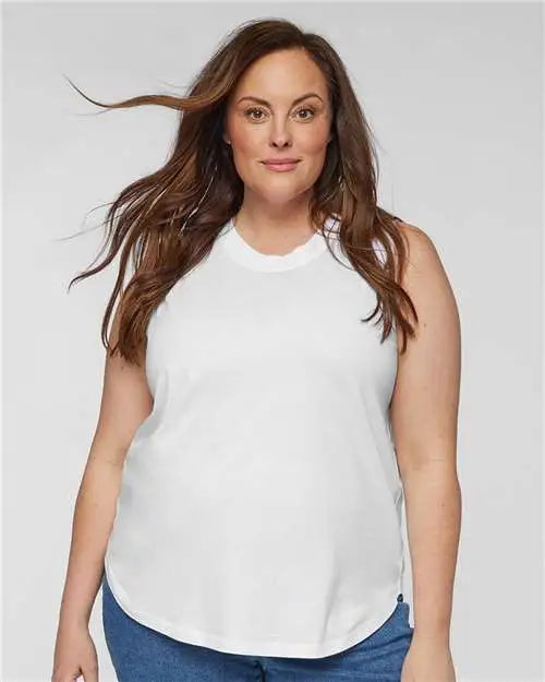 Lat 3892 Women’s Curvy Relaxed Fine Jersey Tank - White