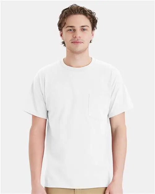 Hanes 5290p Essential-t Pocket T-shirt - White