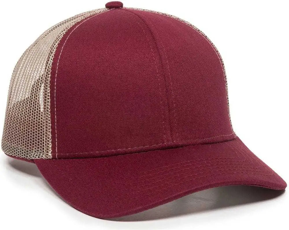Oc Sports Mbw-600 Team Adjustable Mesh Back Ball Cap - Maroon Khaki - 6 7/8’’ - 7 1/2’’