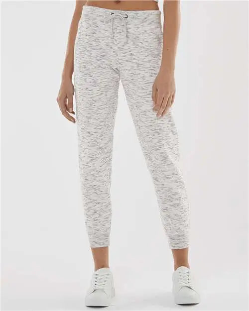J. America 8675 Women’s Mélange Fleece Joggers - White