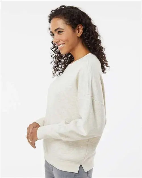 Mv Sport W22712 Women’s Sueded Fleece Crewneck Sweatshirt - Oatmeal