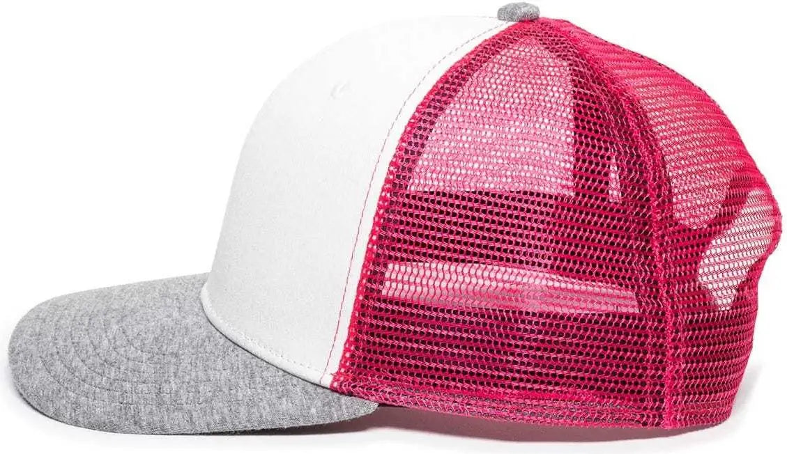Oc Sports Rgr-200m Adjustable Mesh Back Gray Heathered Bill Cap - White Pink Grey - 6 7/8’’ - 7 1/2’’