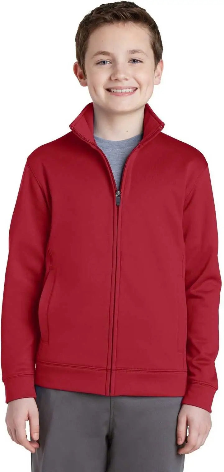 Sport-tek Yst241 Youth Sport-wick Fleece Full-zip Jacket - Deep Red