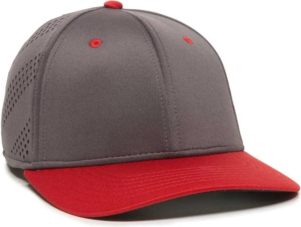 Oc Sports Air25 Flexible Fitting Cap - Graphite Red - Dark Gray / 6 3/8’’ - 3/4’’