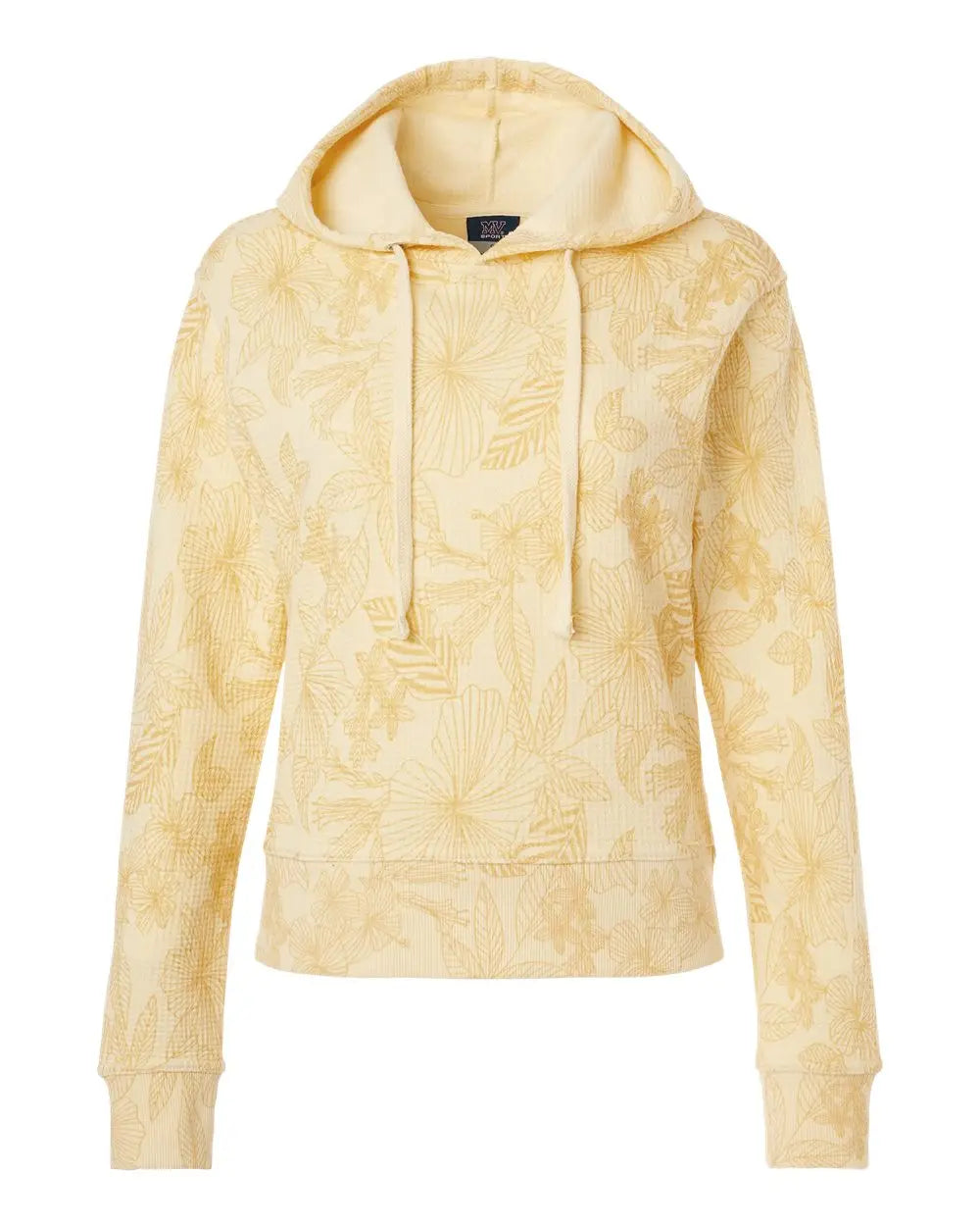 Mv Sport W24105 Women’s Maddie Floral Print Hooded Sweatshirt - Sun Ray - Yellow / s