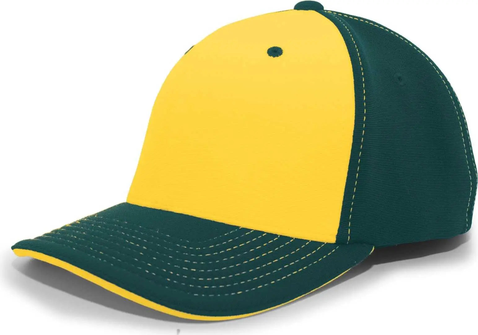 Pacific Headwear 398f M2 Performance Flexfit Cap - Dark Green Gold - 6 3/8’’ - 7/8’’