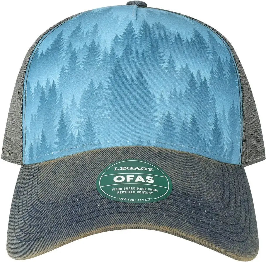 Legacy Ofafp Old Favorite Five-panel Trucker Cap - Blue Pines - Dark Gray / one Size Fits Most