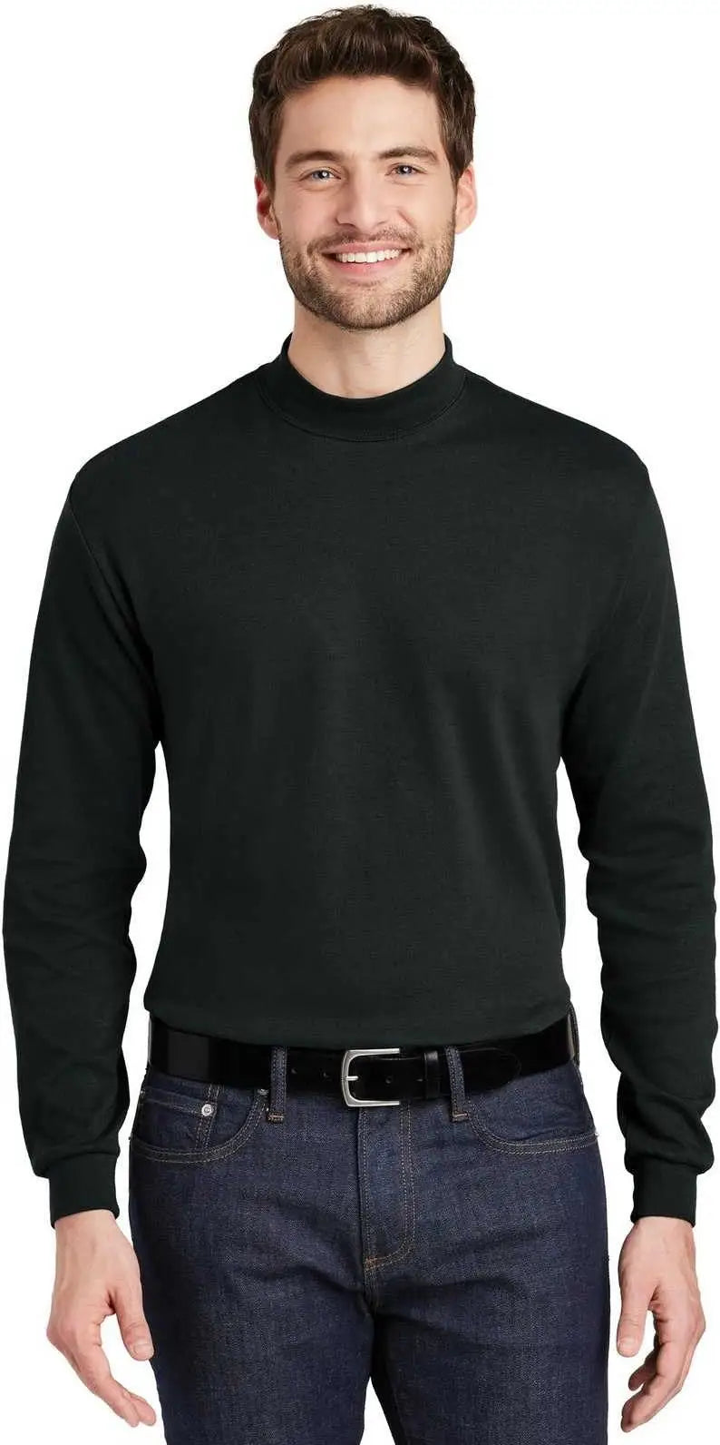 Port Authority K321 Interlock Knit Mock Turtleneck - Black