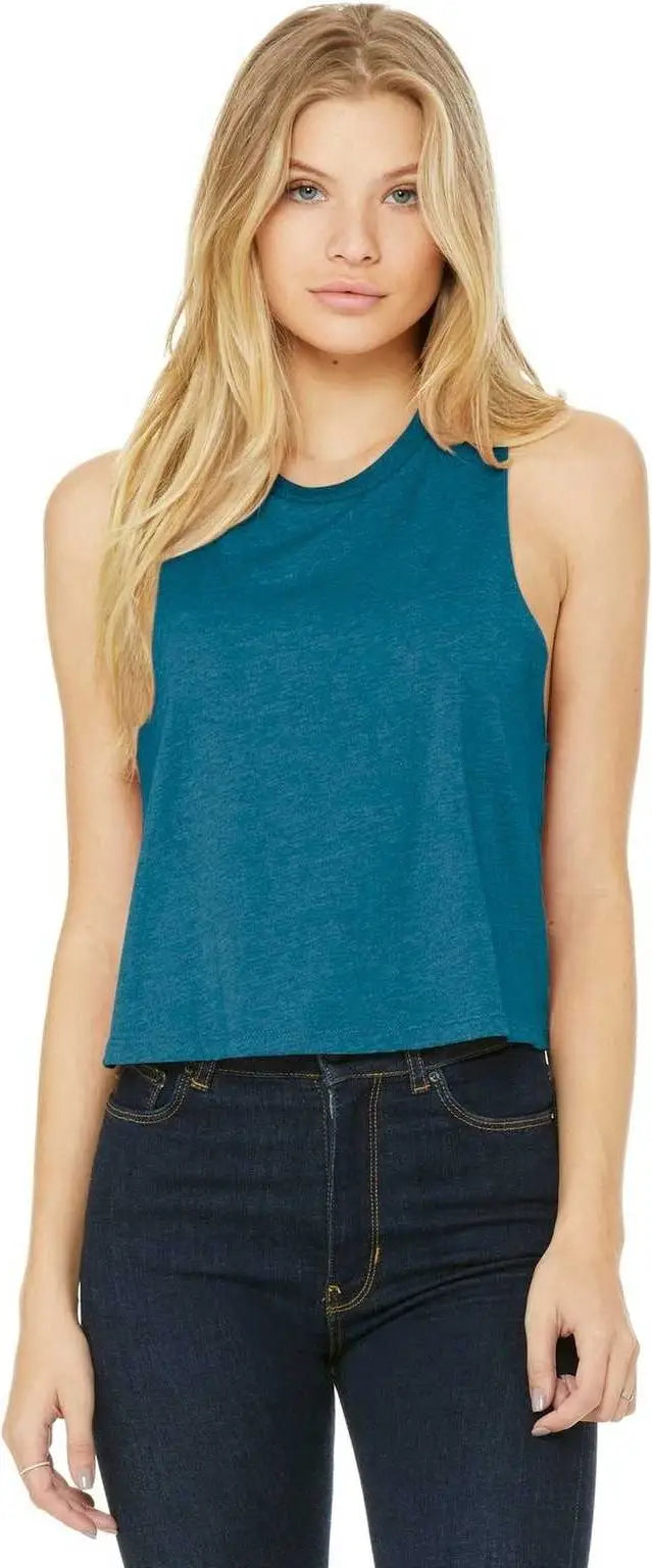 Bella + Canvas 6682 Women’s Racerback Cropped Tank - Heather Deep Teal