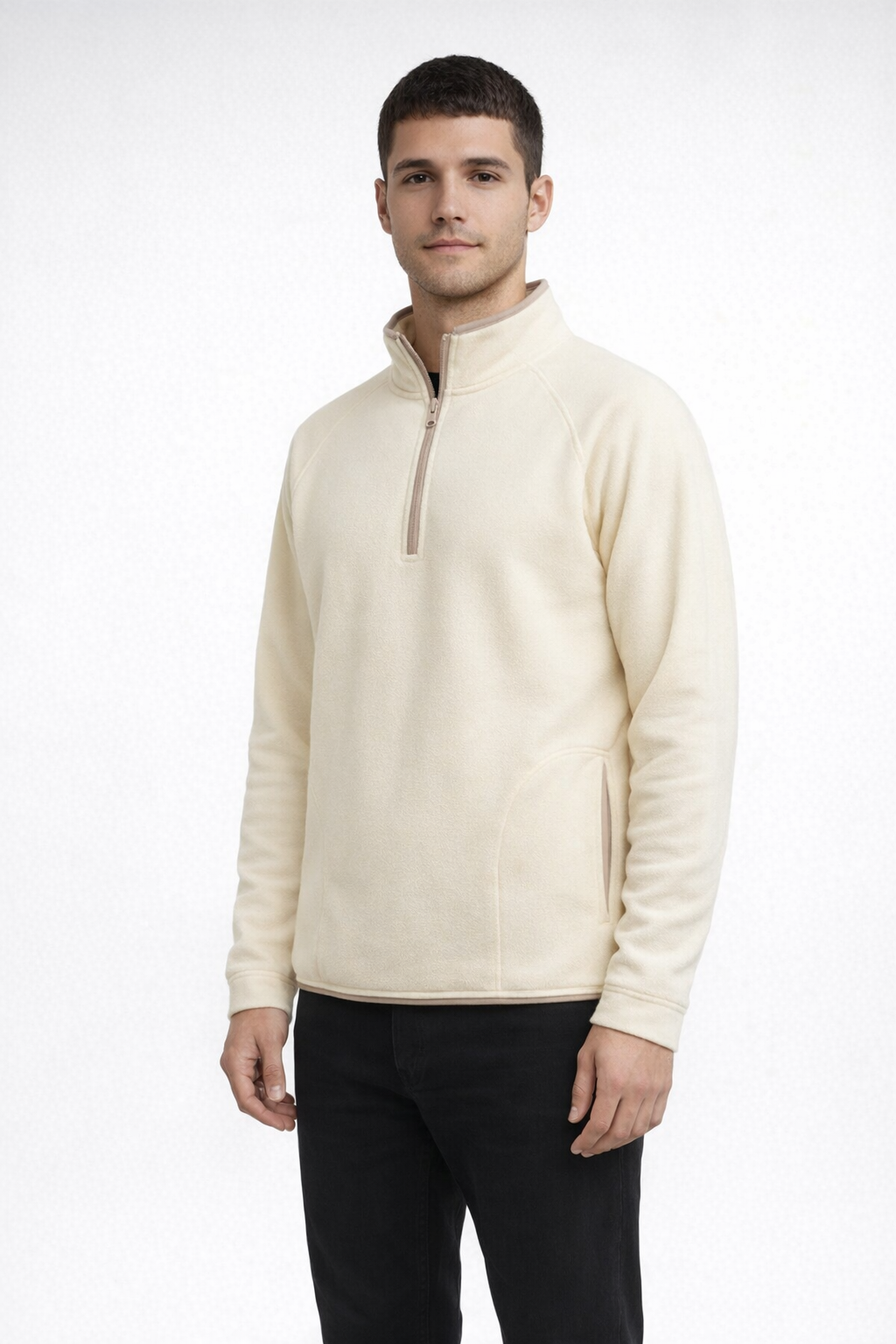 Ecru WHISPER FLEECE Q ZIP