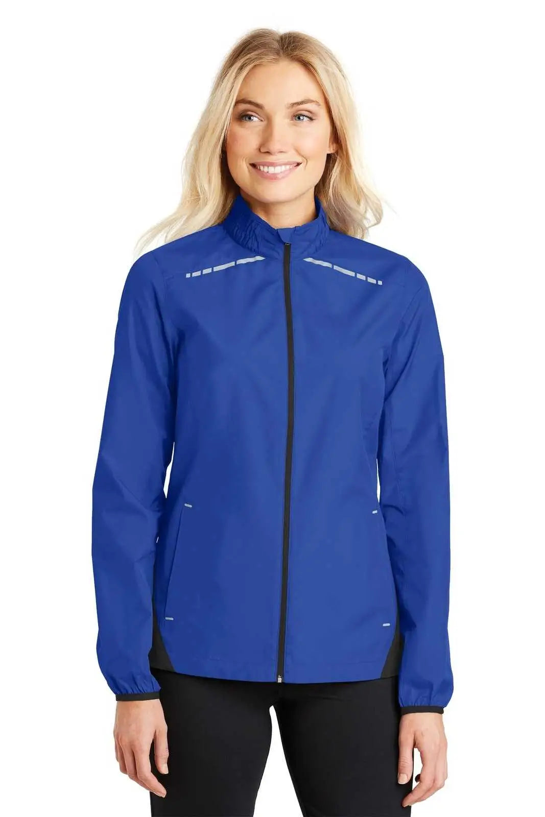 Port Authority L345 Ladies Zephyr Reflective Hit Full-zip Jacket - True Royal Deep Black