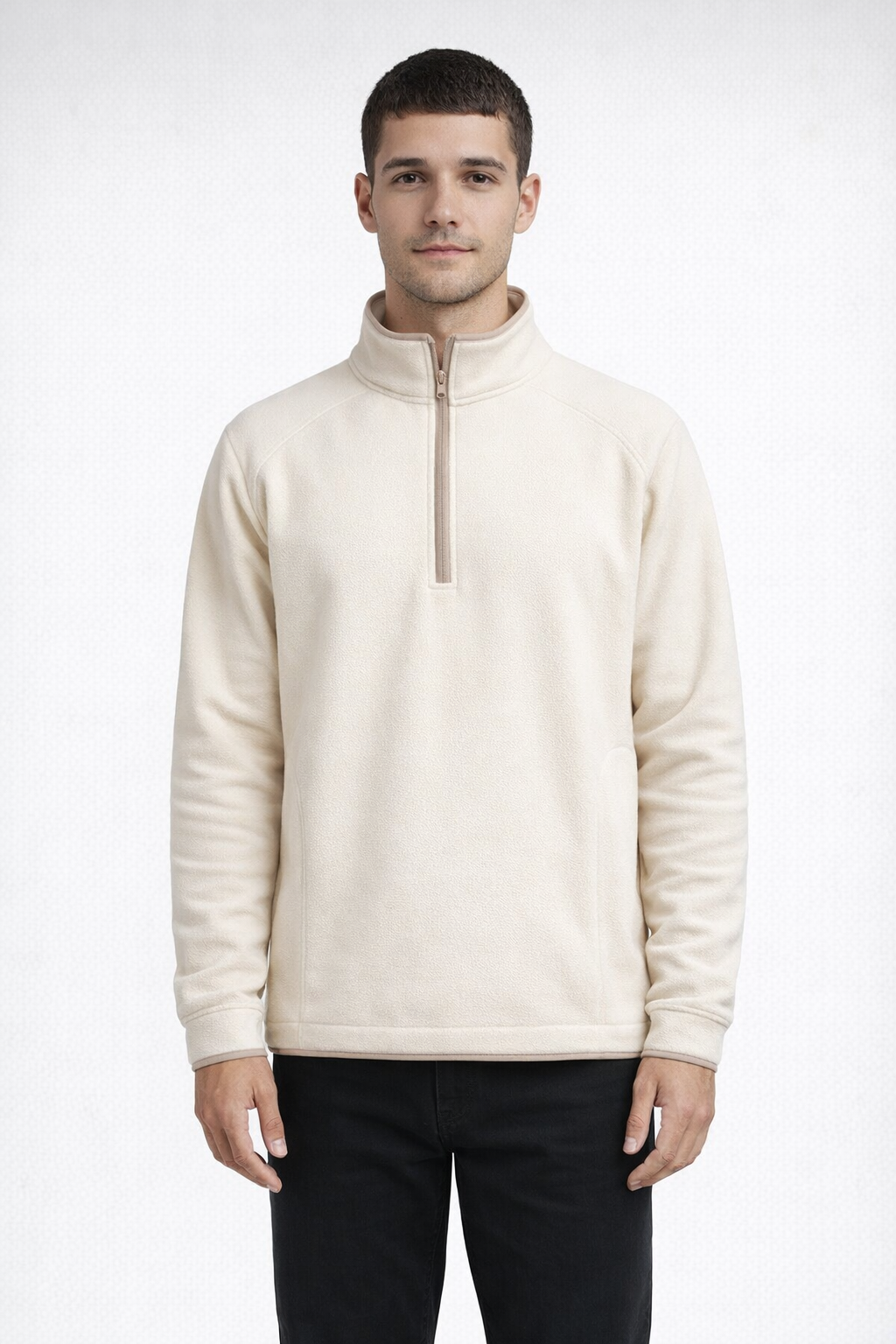 Ecru WHISPER FLEECE Q ZIP