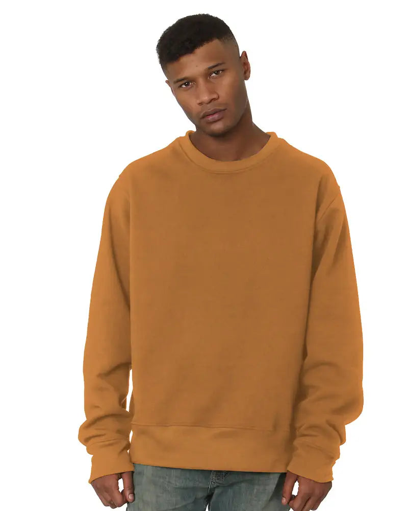 Bayside 4025 Usa-made Super Heavy Oversized Crewneck Sweatshirt - Caramel Brown