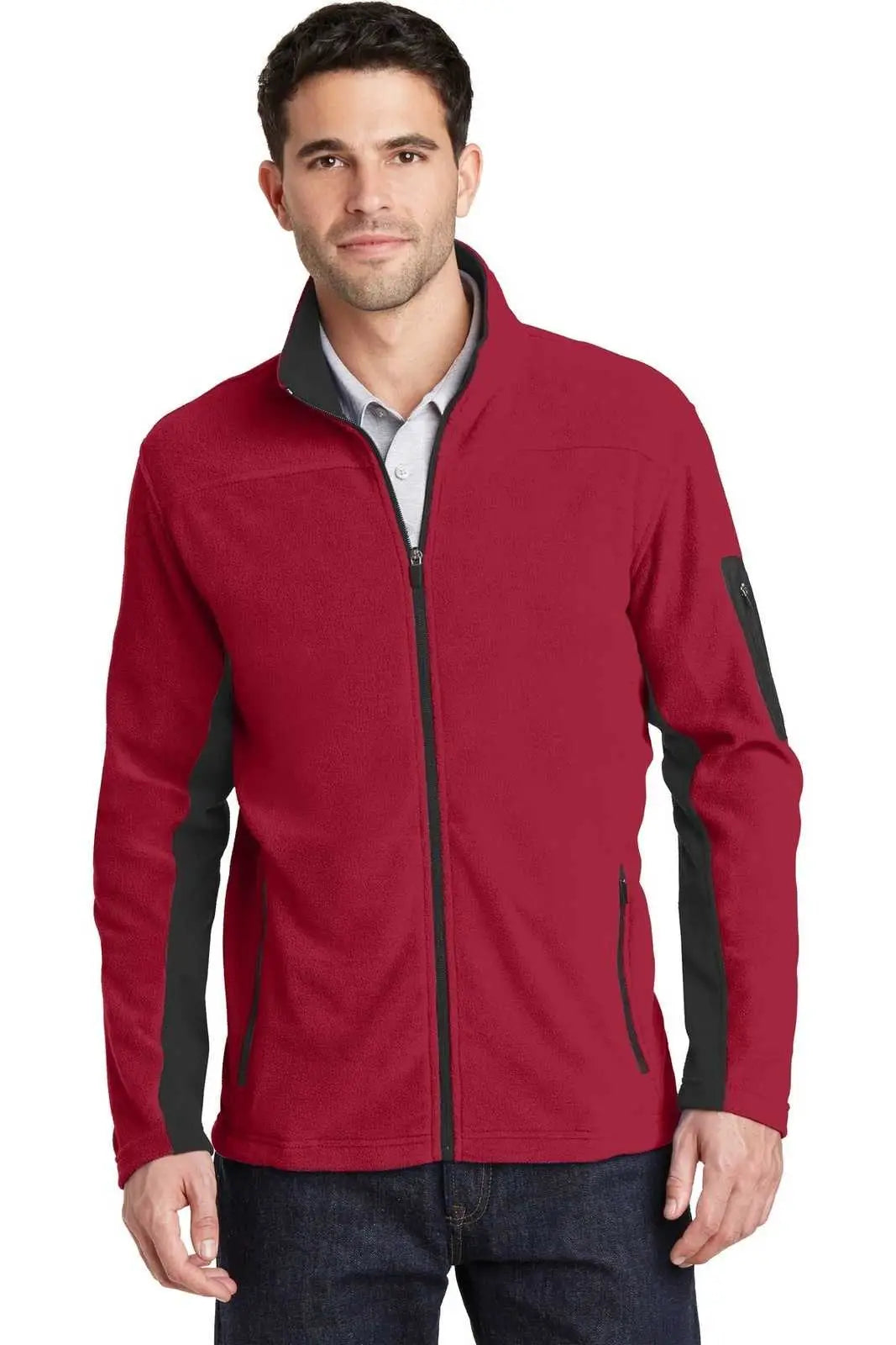 Port Authority F233 Summit Fleece Full-zip Jacket - Rich Red Black