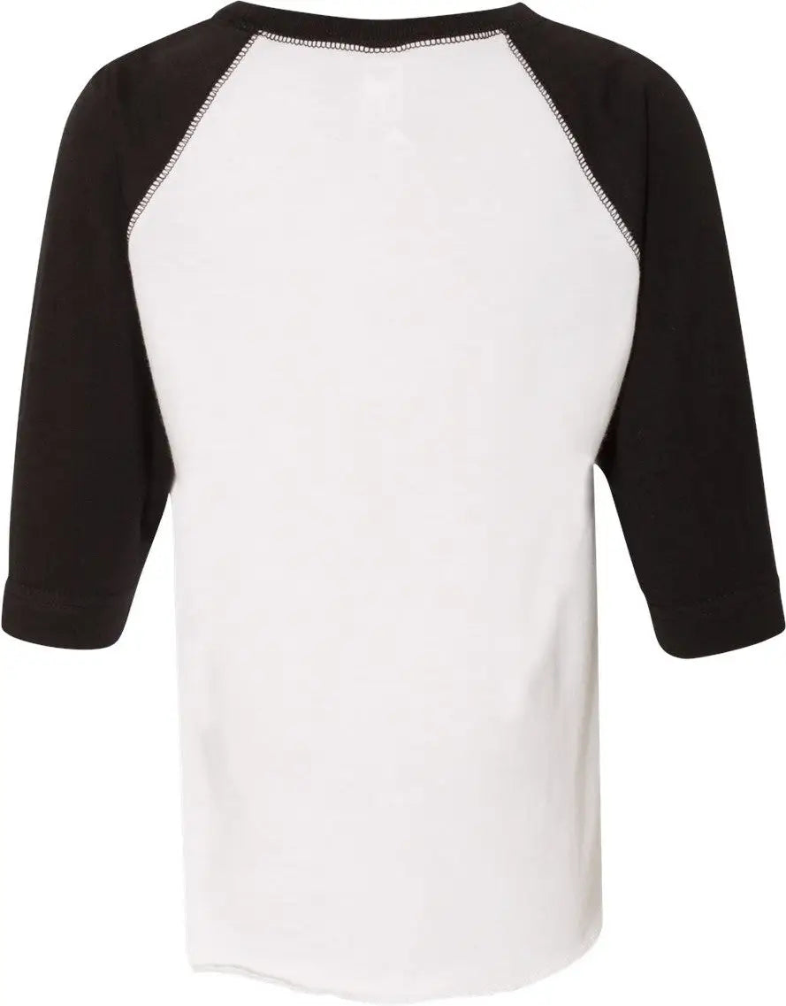 Rabbit Skins 3330 Toddler Baseball Fine Jersey Three-quarter Sleeve Tee - White Solid Black - 2t
