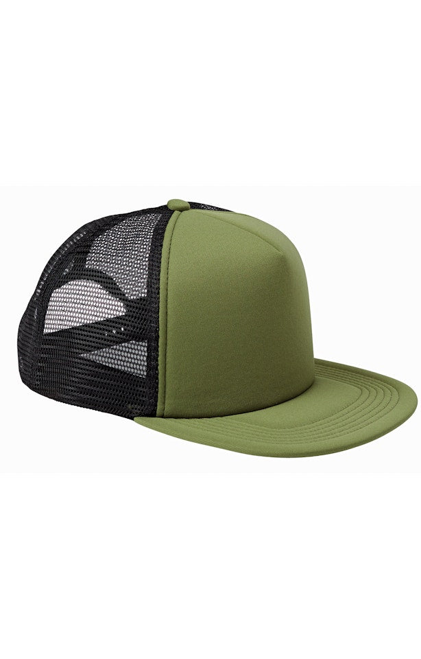 Big Accessories BX030 Foam Front Trucker Cap - Olive  Black