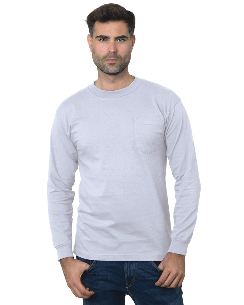 Bayside 3055B Union-Made Long Sleeve Pocket T-Shirt - 3055 - Ash