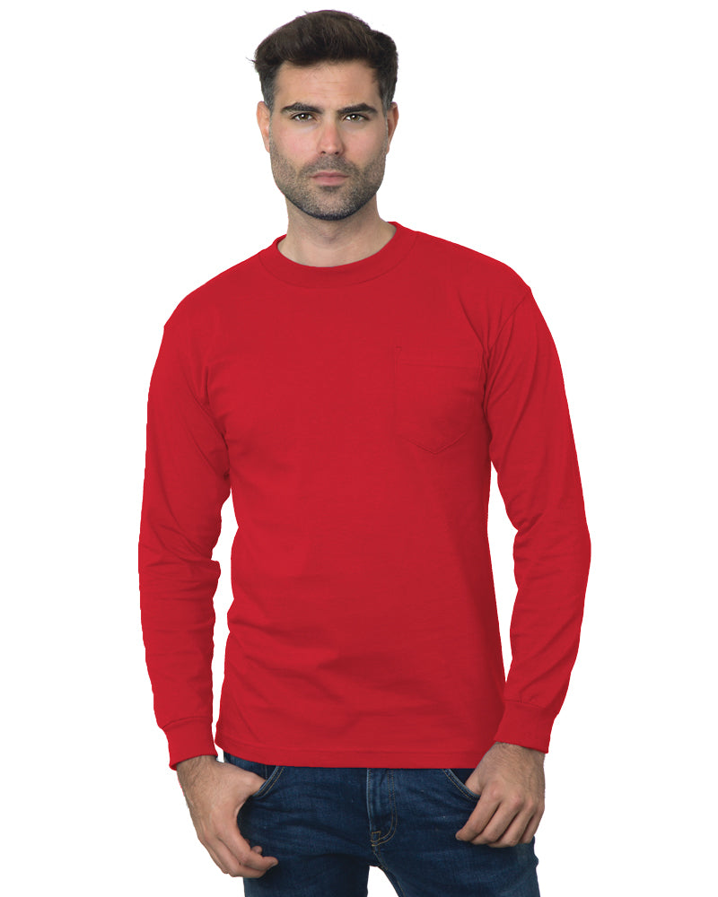 Bayside 3055B Union-Made Long Sleeve Pocket T-Shirt - 3055 - Red