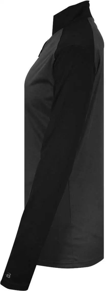 Badger Sport 4008 Ultimate Softlock Ladies 1/4 Zip - Graphite Black