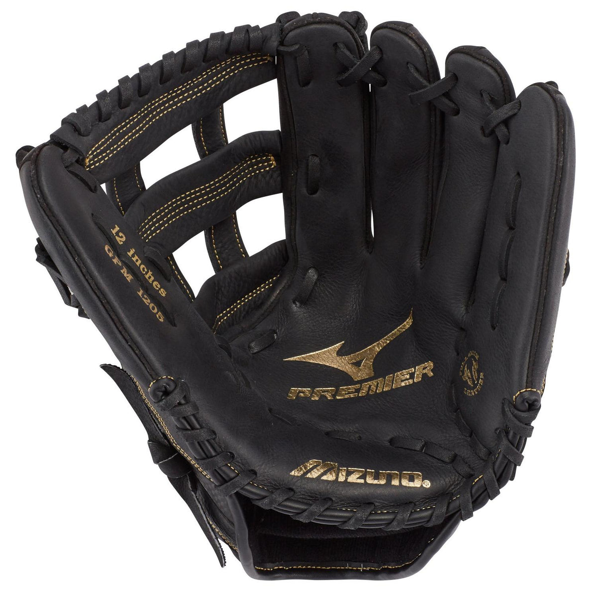 Mizuno Premier Series Slowpitch Infield Glove 12.00" - Black-Gold - HIT a Double - 1