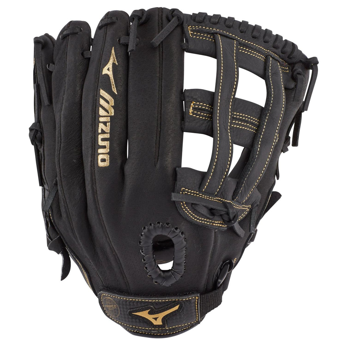 Mizuno Premier Series Slowpitch Infield Glove 12.00" - Black-Gold - HIT a Double - 1