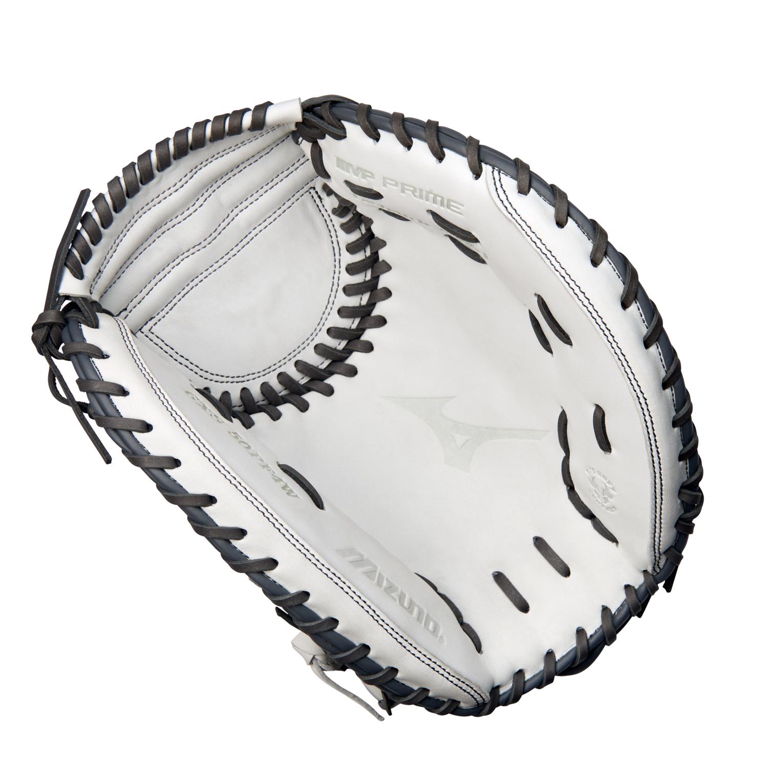 Mizuno MVP Prime Fastpitch Softball Catcher's Mitt 34.00" - White-Gray - HIT a Doubloe