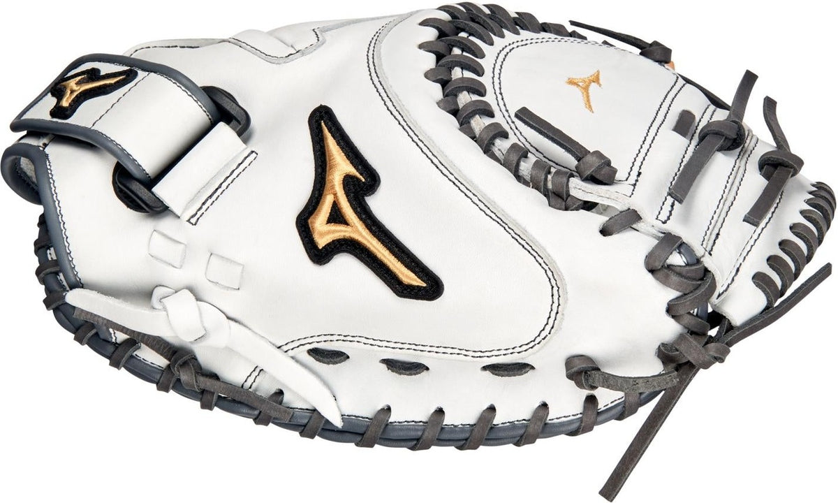 Mizuno MVP Prime Fastpitch Softball Catcher's Mitt 34.00" - White-Gray - HIT a Doubloe