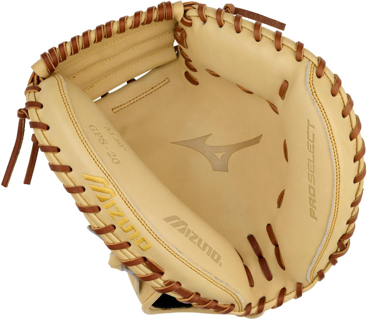 Mizuno GPS-20 Pro Select Premium Catchers Mitt Baseball Glove 33.50" - Camel - HIT a Doubloe
