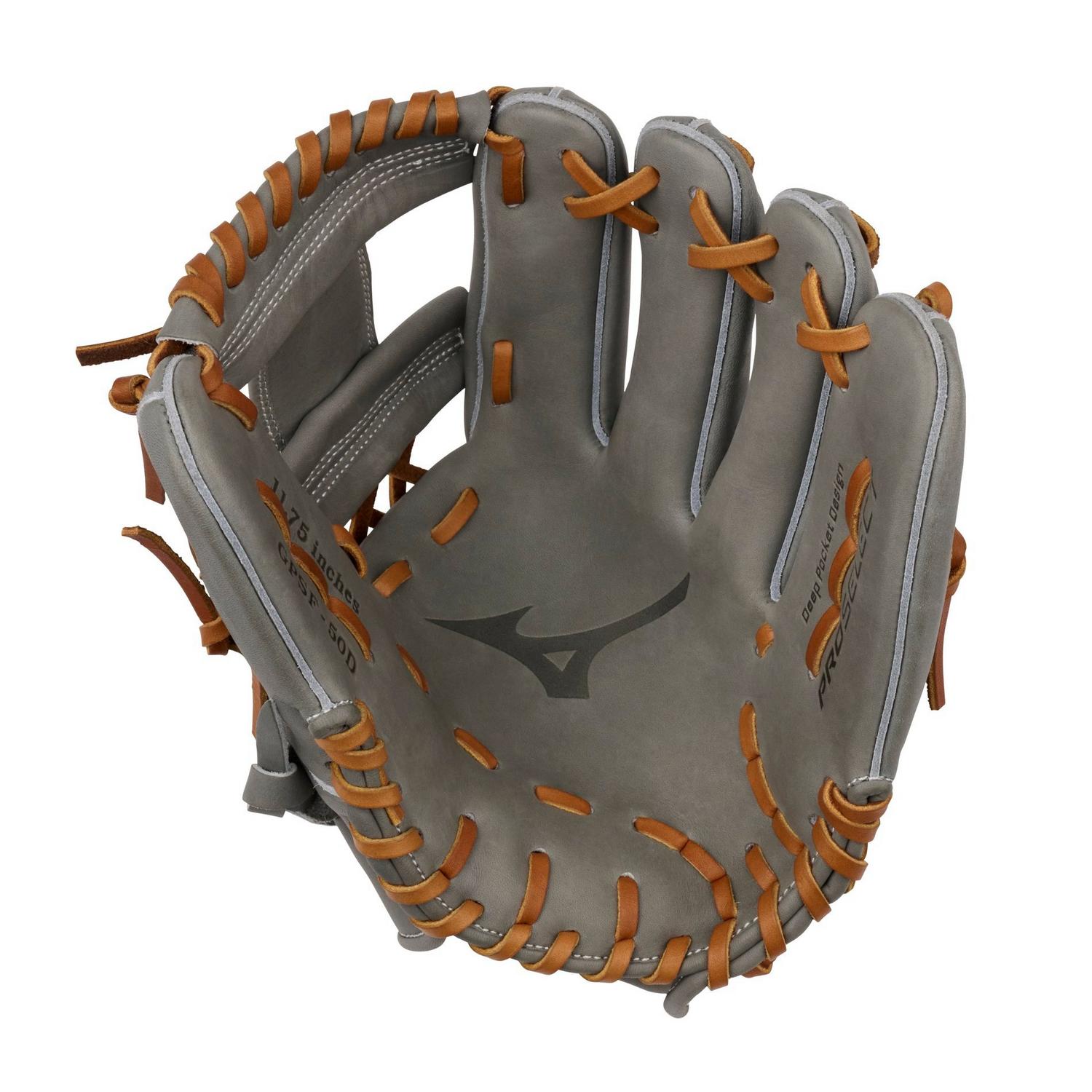 Mizuno GPSF-50D Pro Select Fastpitch Premium Infielder Fastpitch Glove 11.75" - Gray - HIT a Doubloe