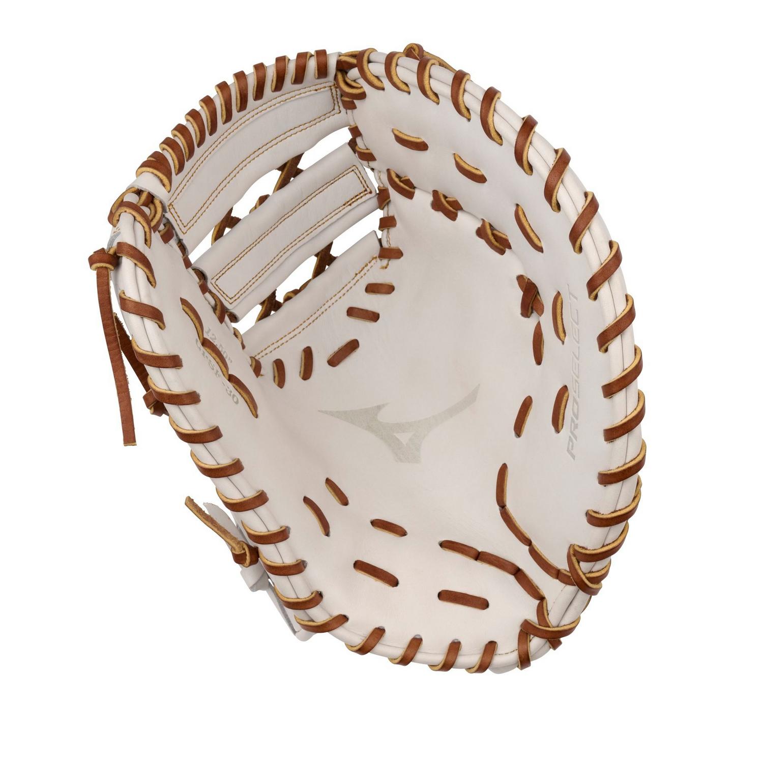 Mizuno GPSF-30 Pro Select Fastpitch Premium First Base Mitt Fastpitch Glove 12.50" - White - HIT a Doubloe