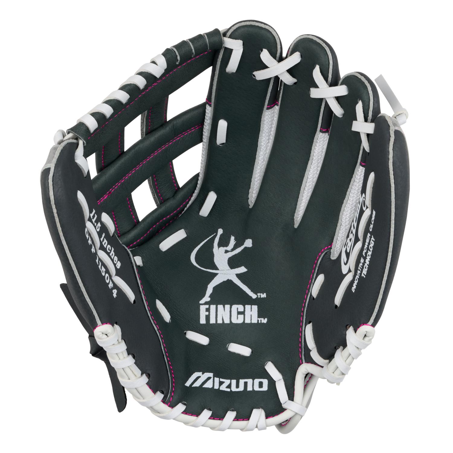 Mizuno GPP1150F4 Fastpitch Prospect Finch Series Youth Utility Glove 11.50" - White-Gray - HIT a Doubloe