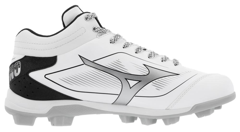 Mizuno CUSHIONREVO DIAMOND MID TPU, Cleat, Spike - White-Black - HIT a Double - 1