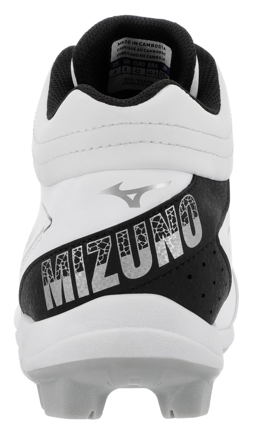 Mizuno CUSHIONREVO DIAMOND MID TPU, Cleat, Spike - White-Black - HIT a Double - 1