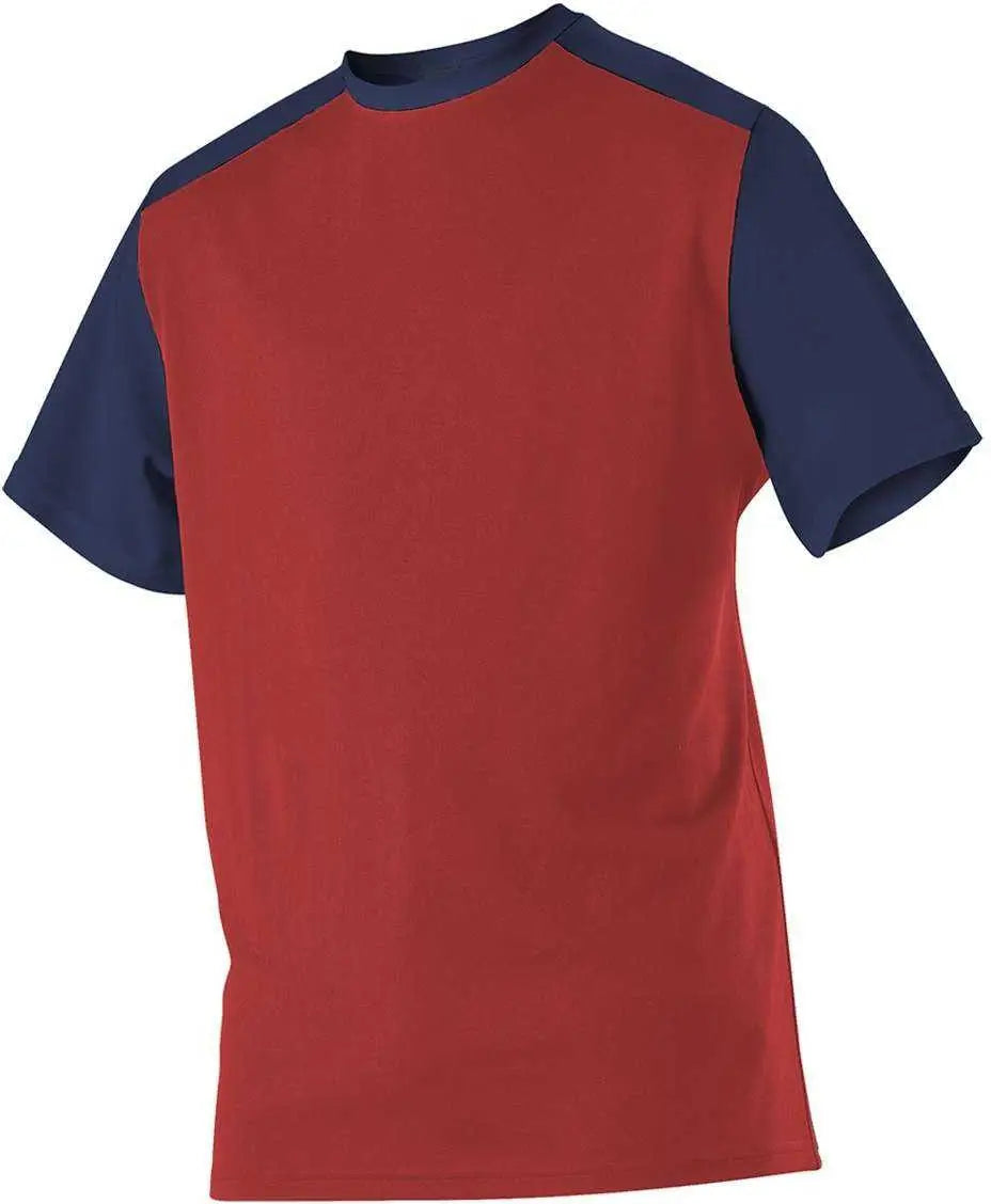 Alleson Athletic 532cjy Youth Crew Neck Baseball Jersey - Red Navy