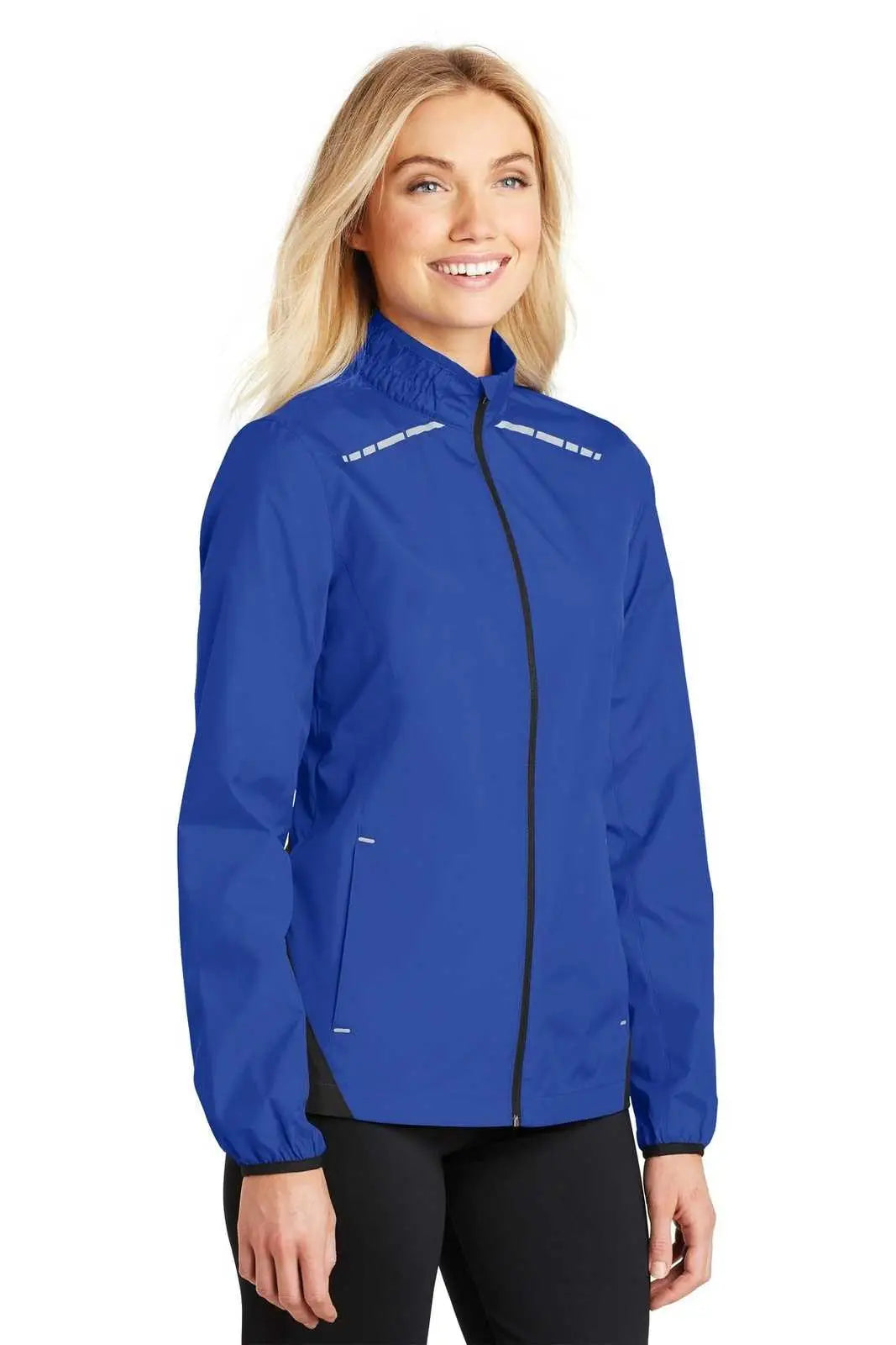 Port Authority L345 Ladies Zephyr Reflective Hit Full-zip Jacket - True Royal Deep Black